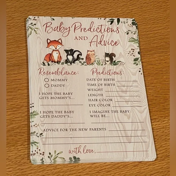 Woodland Baby Shower Prediction Cards - Picture 4 of 4